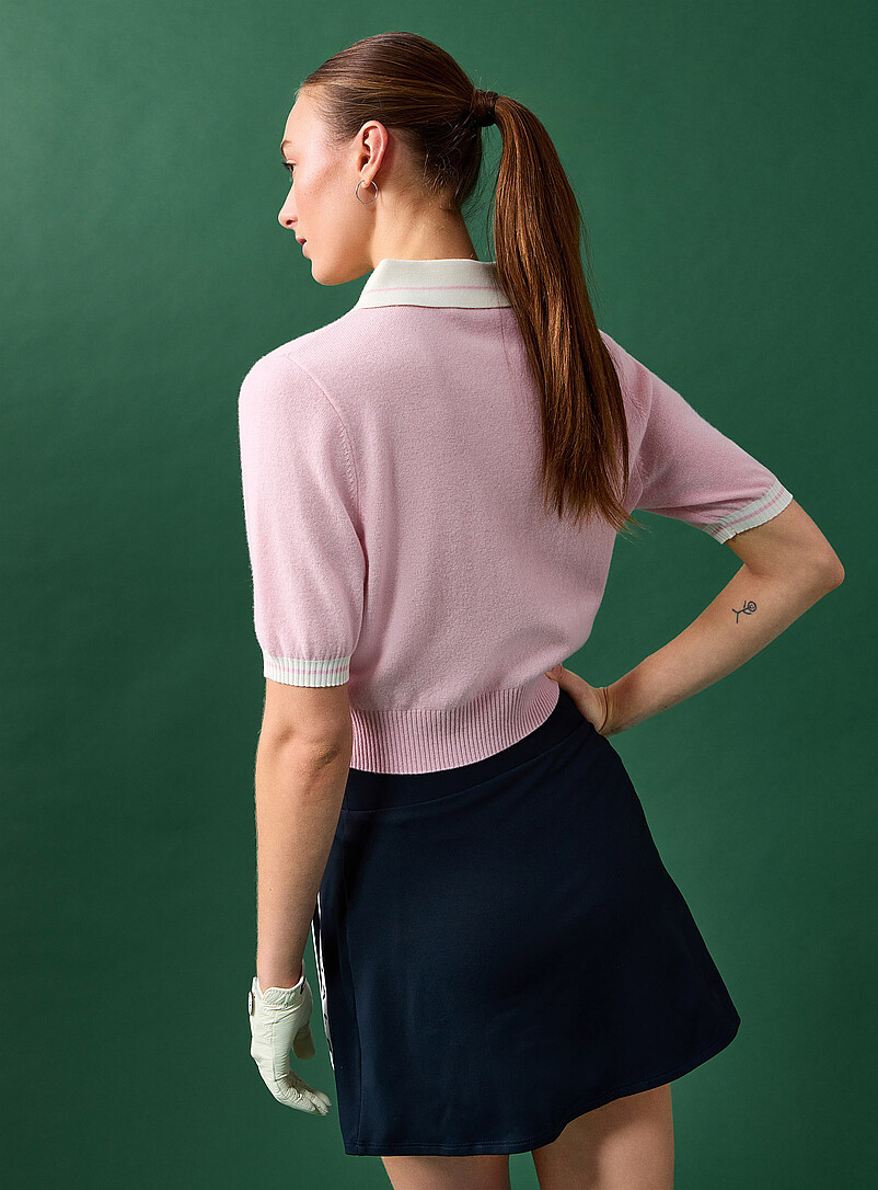 Malbon Golf: Le chandail polo de golf laine et cachemire Rose pour 