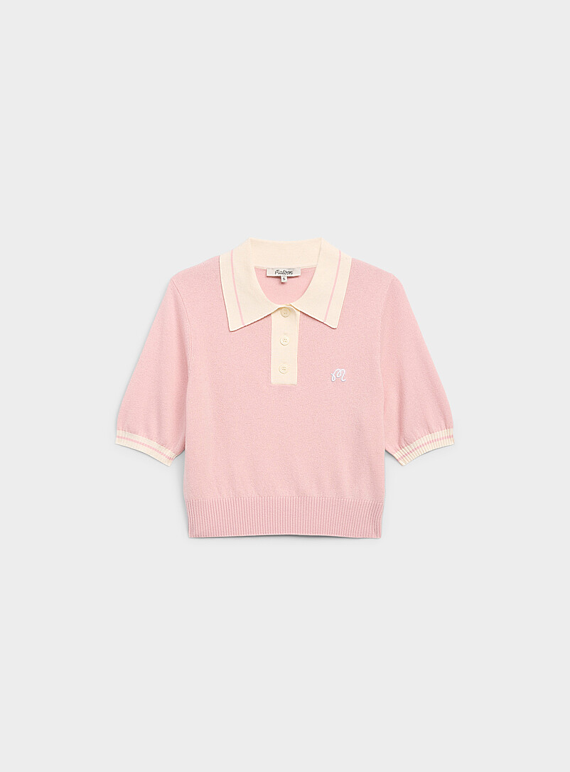 Malbon Golf: Le chandail polo de golf laine et cachemire Rose pour 