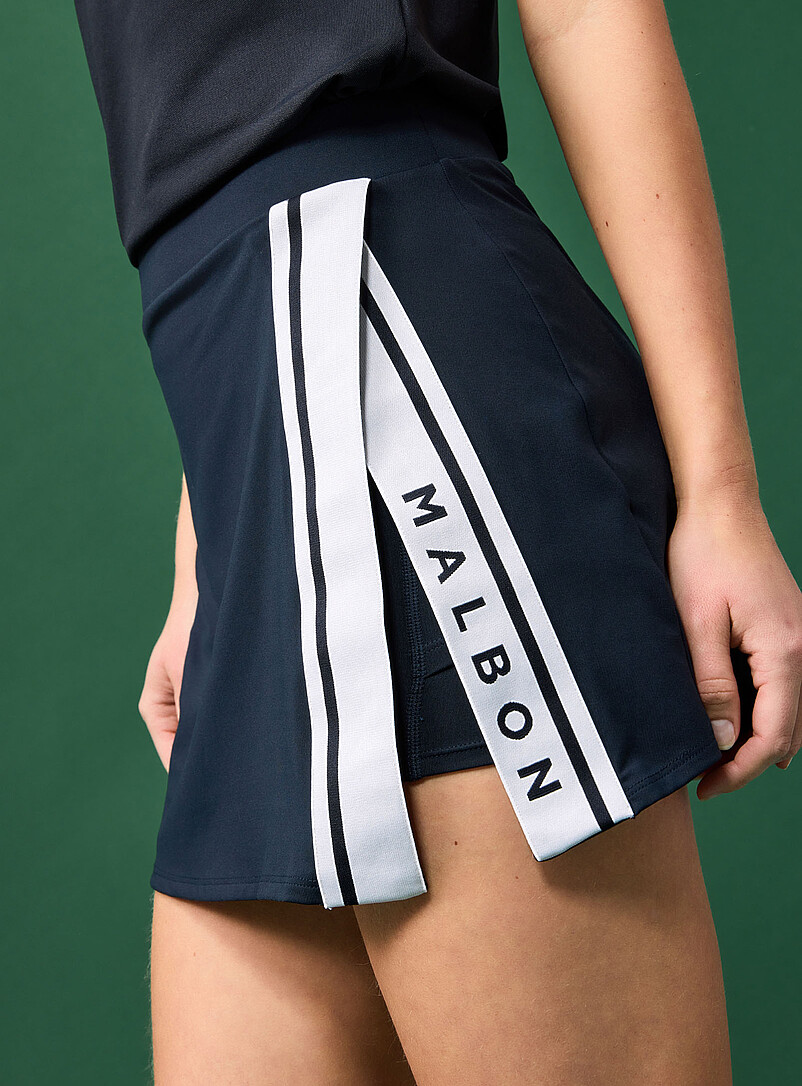 Malbon Golf: La jupe-short doux jersey fente contrastante Baseline Noir pour 