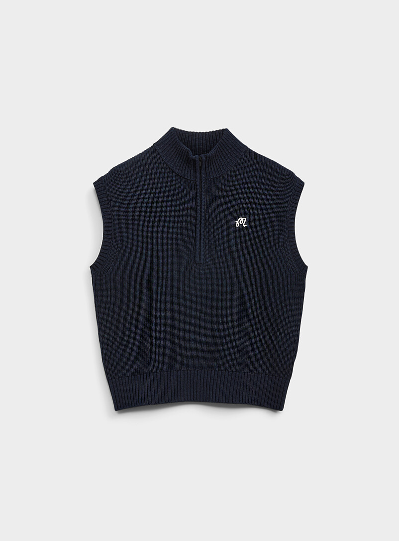Malbon Golf: Le d&eacute;bardeur de golf tricot demi-zipp&eacute; Bleu marine - Bleu nuit pour 