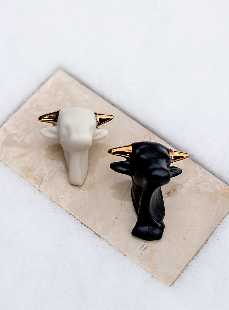 Lola Cera Black and White Charolais cow magnet set Limited series