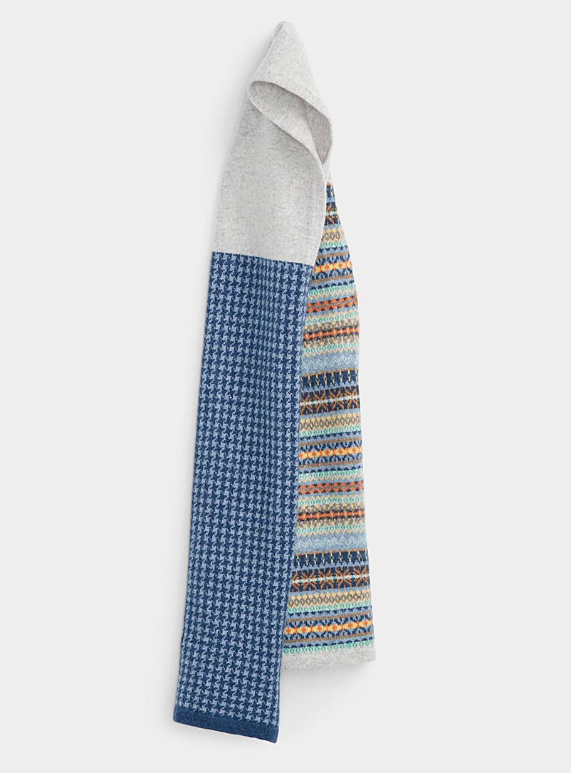 Robert Mackie Light Grey Pastel jacquard wool scarf for women