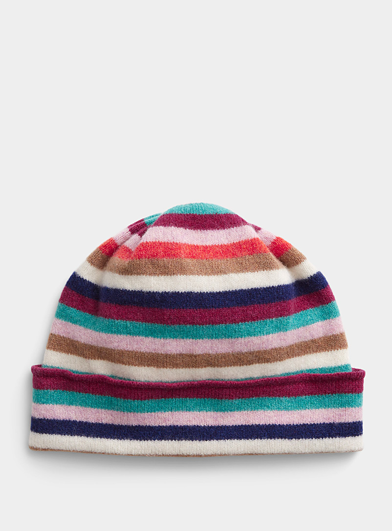 Robert Mackie Patterned Red Pastel line wool tuque for women