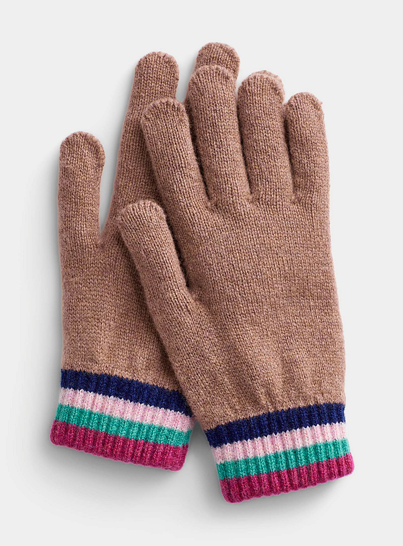 Robert Mackie Honey Colourful cuff wool gloves for women