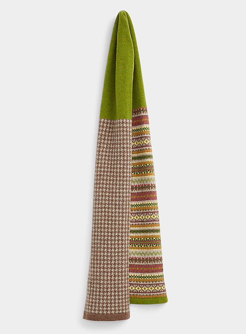Robert Mackie Patterned Green Jacquard-knit scarf for women