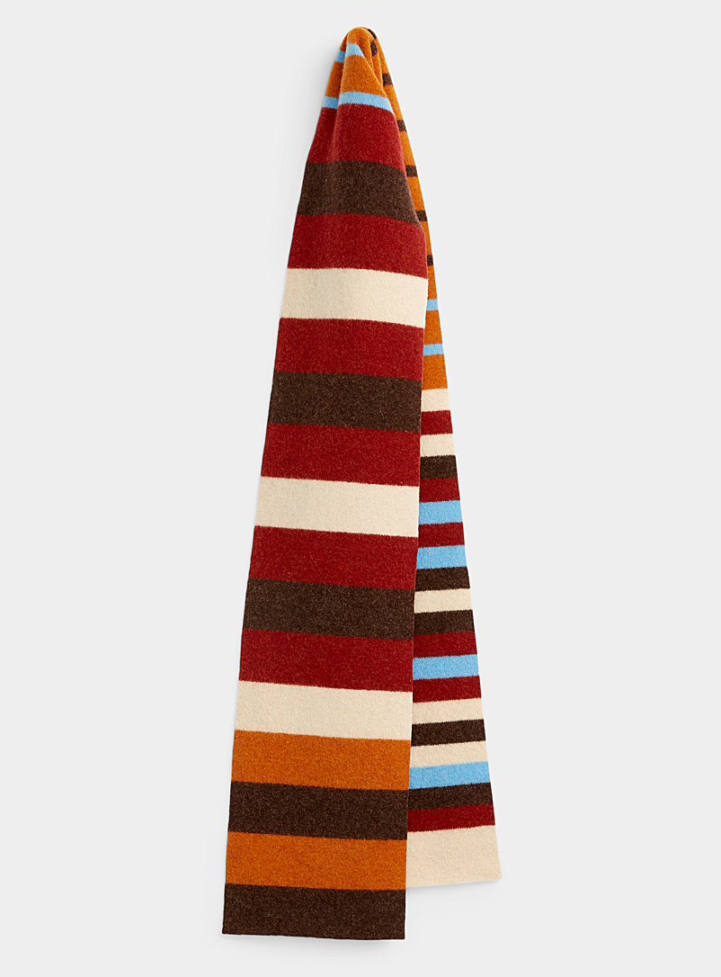 Robert Mackie Patterned Brown Multi-stripe scarf for women
