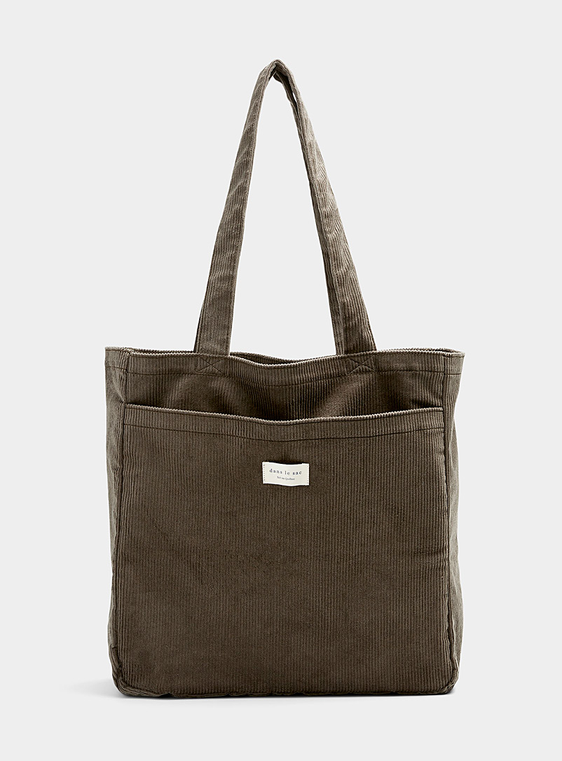 Dans le sac Mossy Green Corduroy tote for women