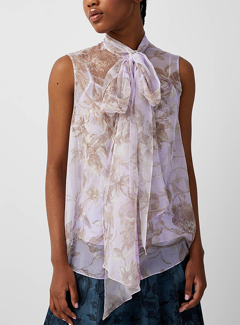 Erdem: La blouse florale diaphane Lilas pour femme