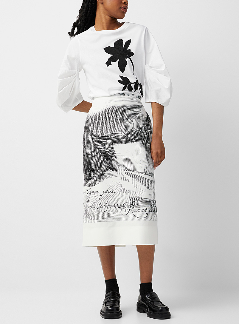 Erdem Black and White Mariana Etching skirt for women
