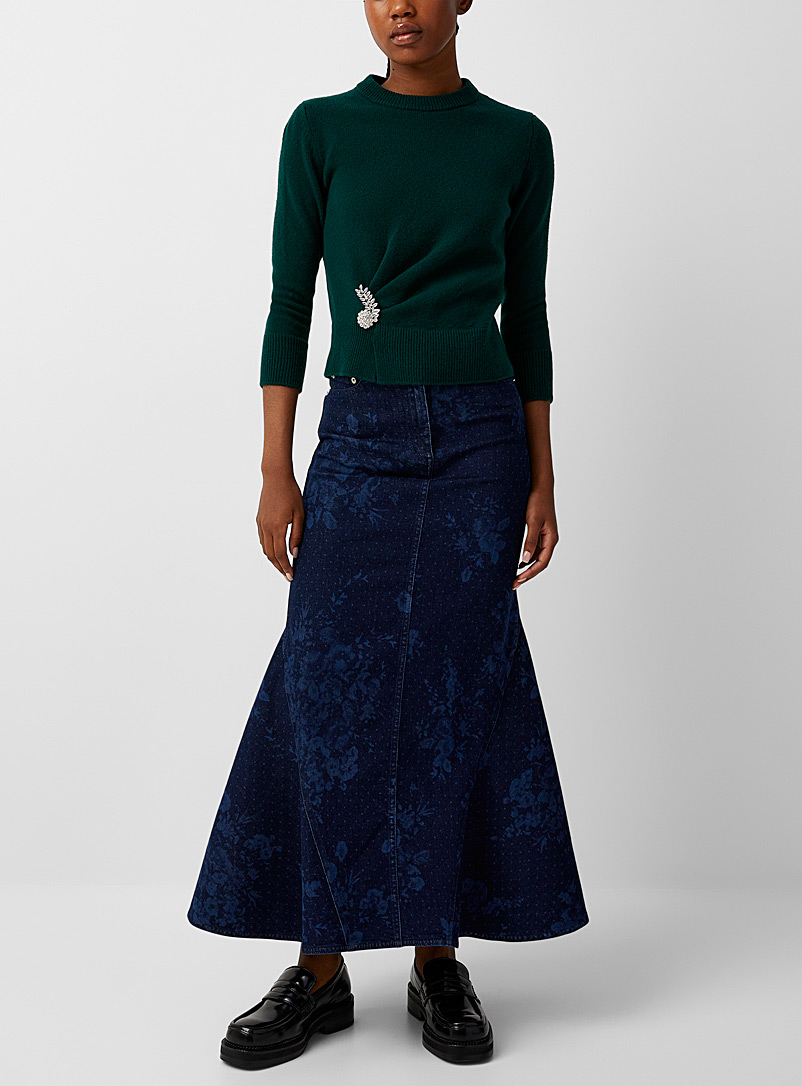 Erdem: La jupe denim Wallpaper Rose Bleu à motifs pour femme