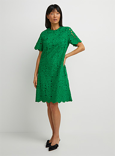 Erdem Green Openwork lace green mini-dress for women