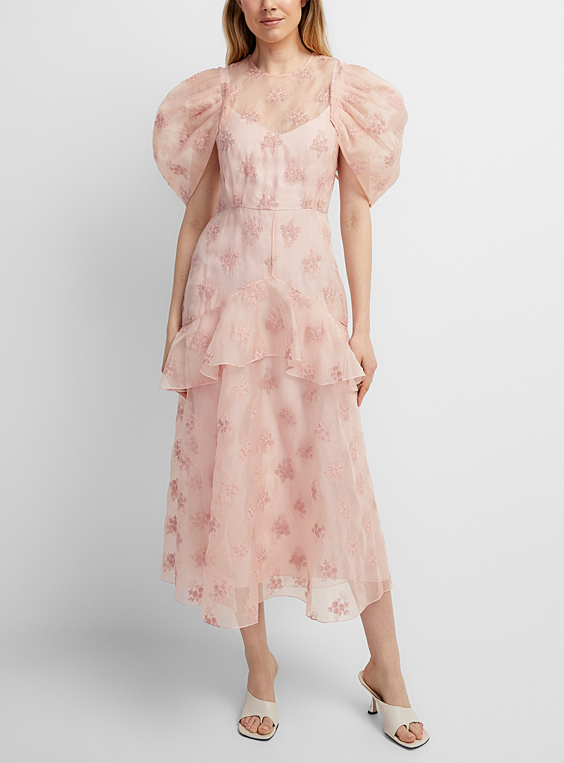 Erdem: La robe rose organza brodé Vieux rose pour femme