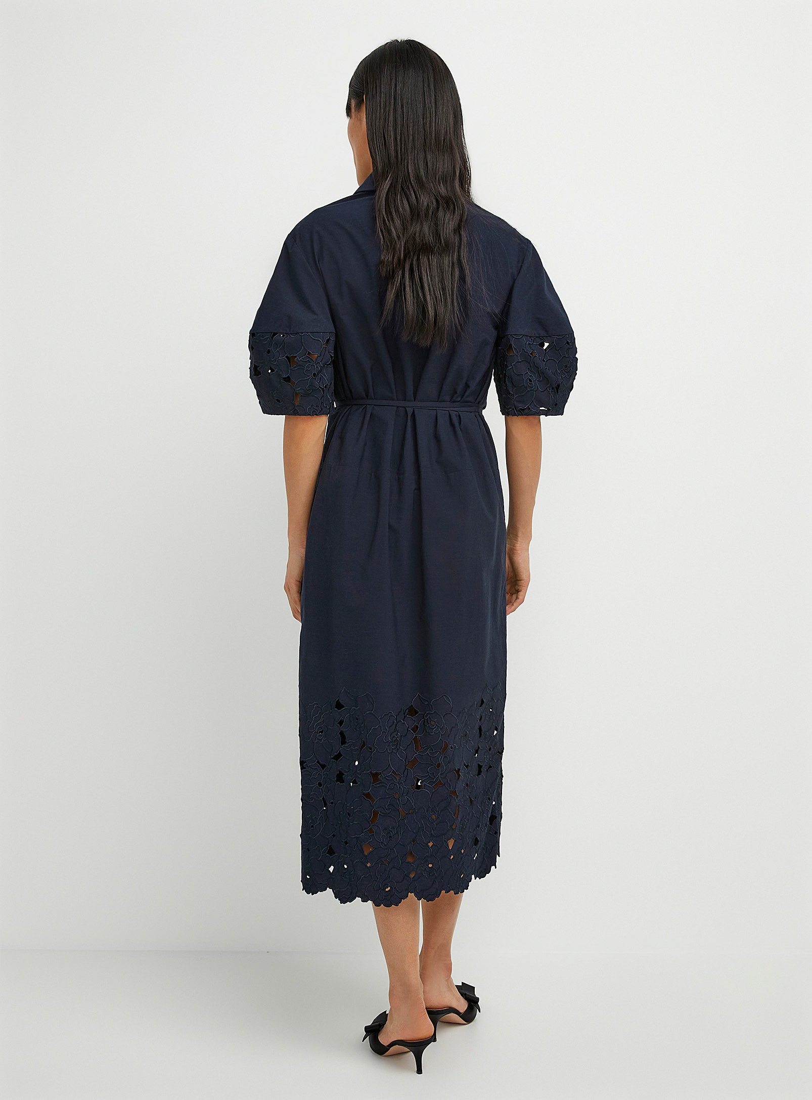 Erdem - La robe chemise dentelle ajourée