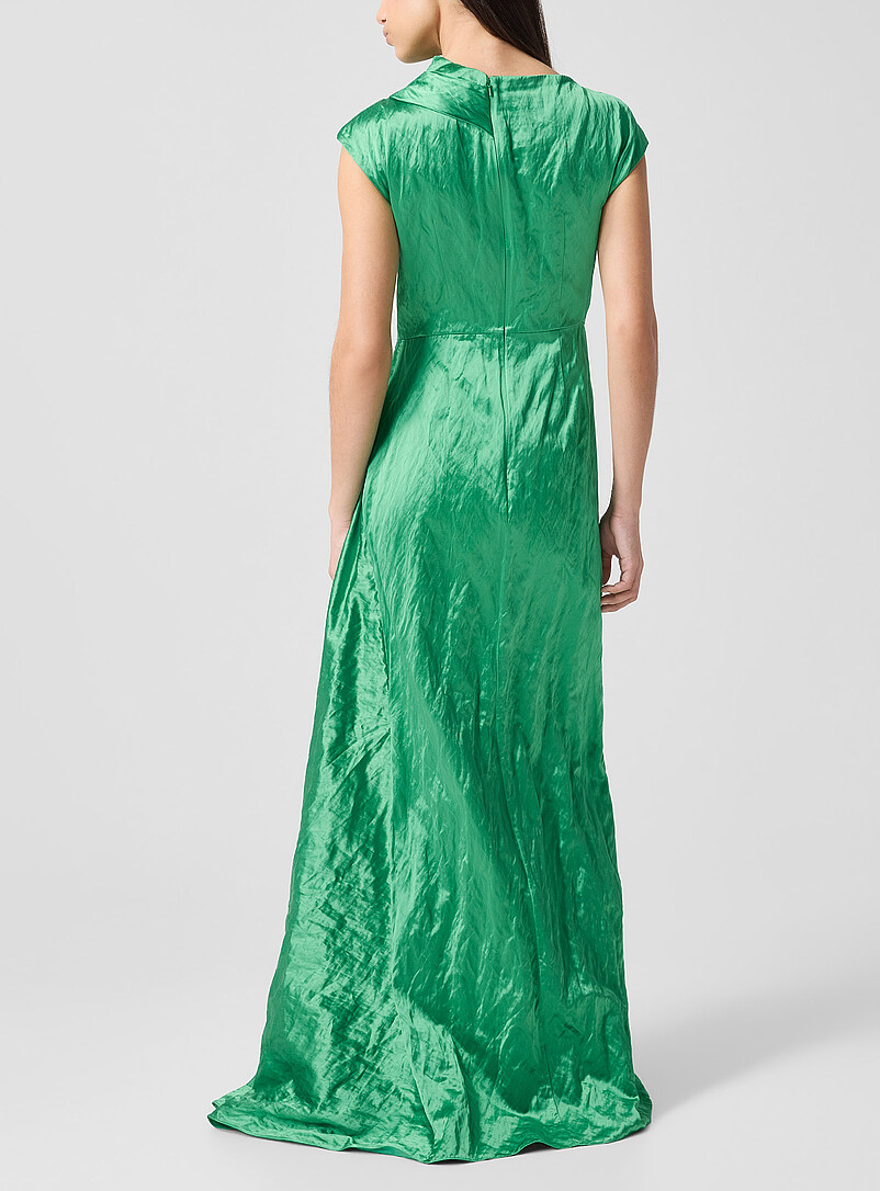 Draped satin dress with embroidered embellishments product image 3