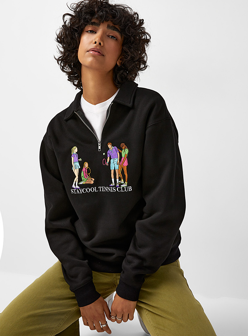 STAYCOOLNYC Black Tennis club polo sweatshirt for women