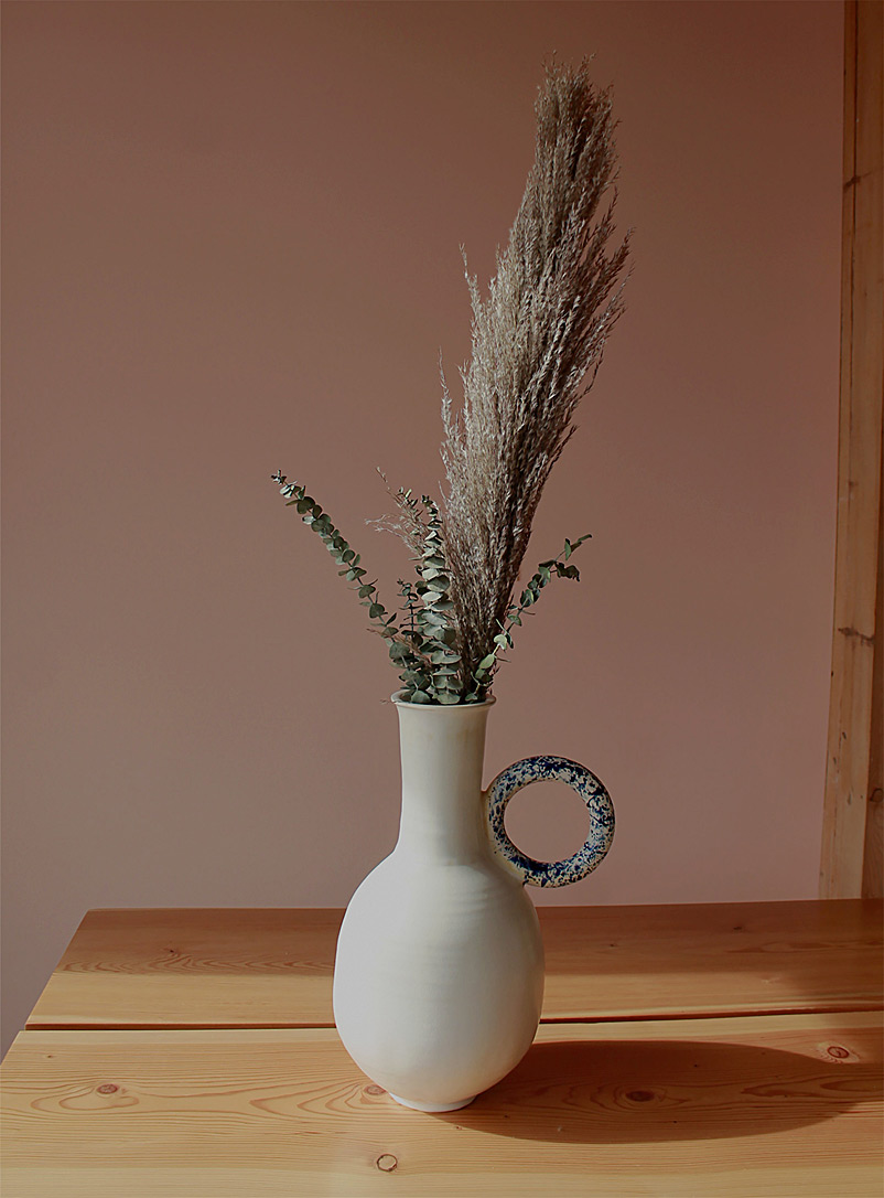 Stranger Studio: Le vase réservoir lunaire 42 cm de hauteur Blanc à motifs