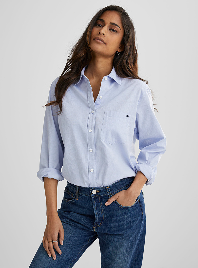 Outerknown Blue Sydey Oxford boyfriend shirt for women