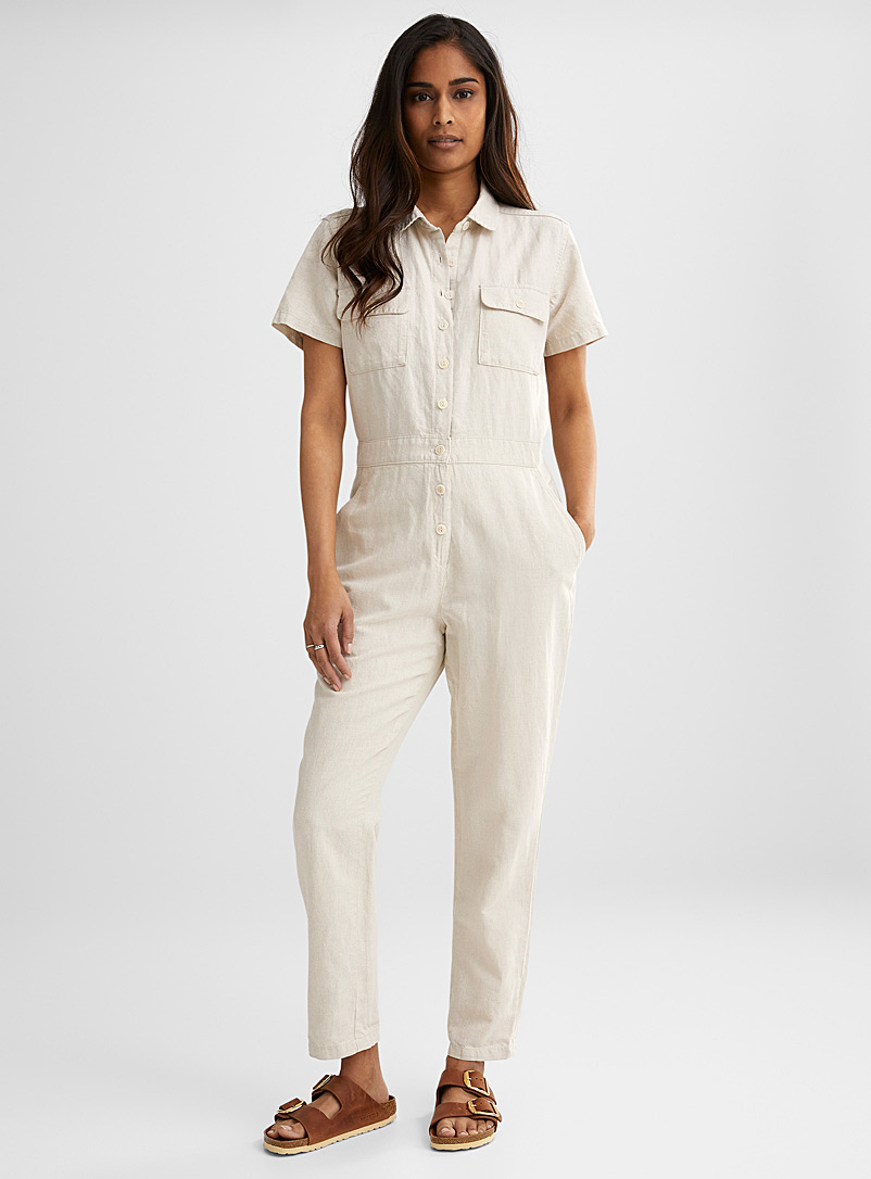 Outerknown LIght beige  S.E.A. buttoned jumpsuit for error
