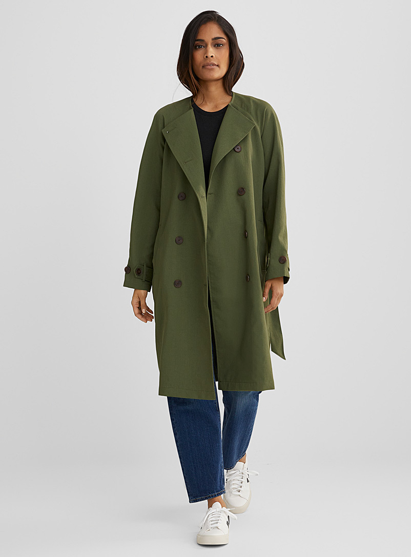 Outerknown Green Baker belted trench coat for women