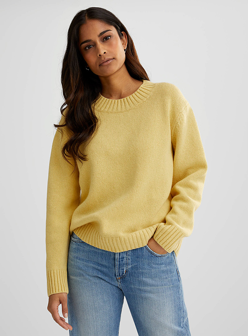Outerknown Yellow Archer recycled cashmere sweater for women