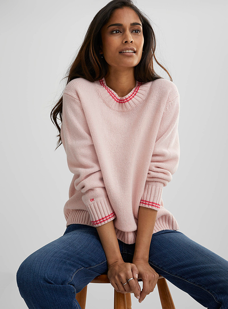 Outerknown Pink Archer recycled cashmere trimmed sweater for error