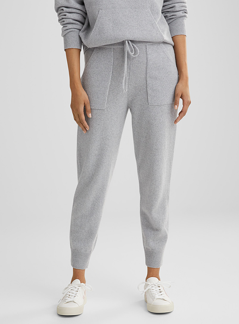 Outerknown Light Grey Hudson recycled cashmere joggers for women
