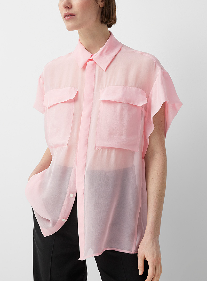 Gauchere: La chemise pure soie vaporeuse Vieux rose pour femme