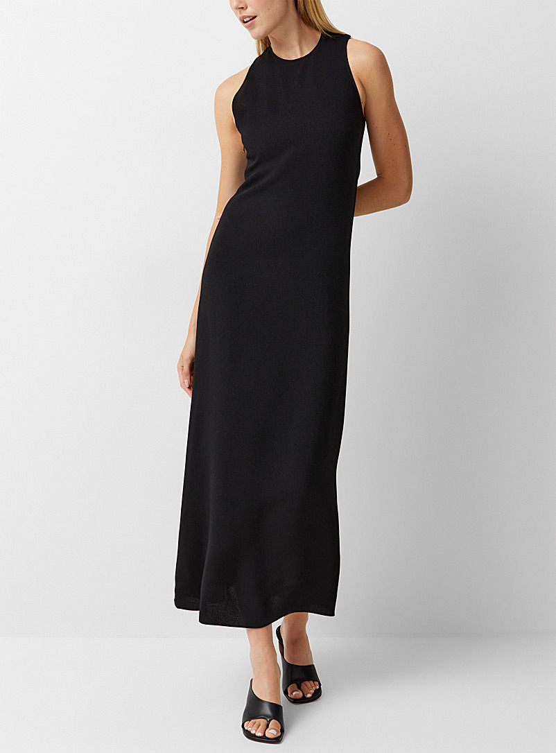 Gauchere Black Asymmetrical racerback black dress for women