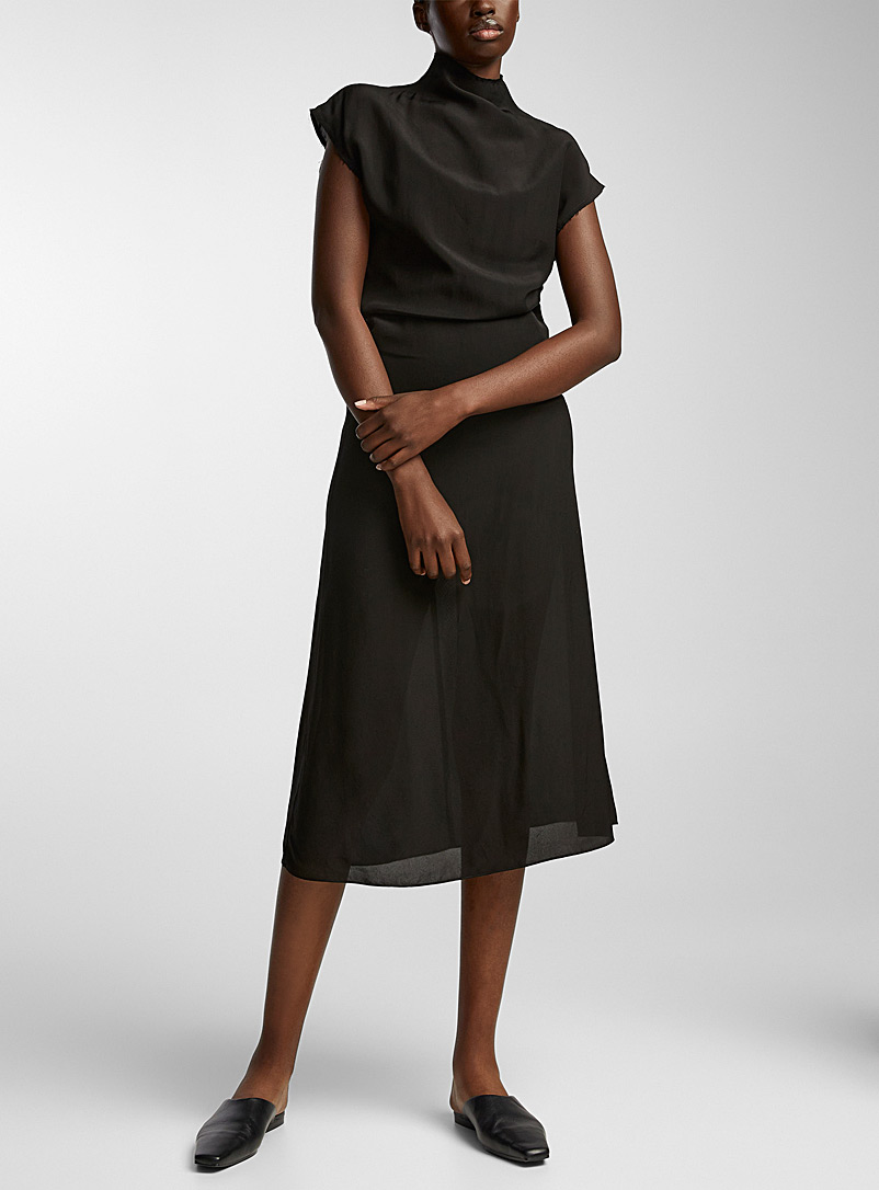 Gauchere: La robe midi col montant noire Noir pour femme