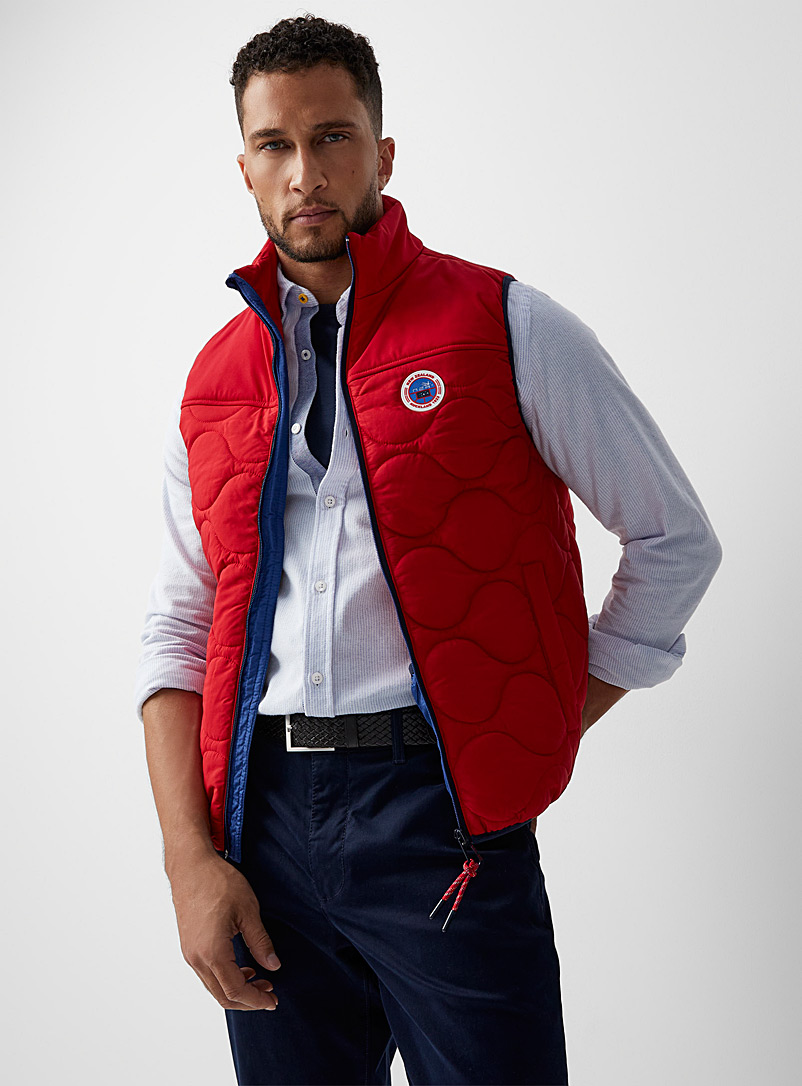 New Zealand Auckland Red Geo quilted vest for men