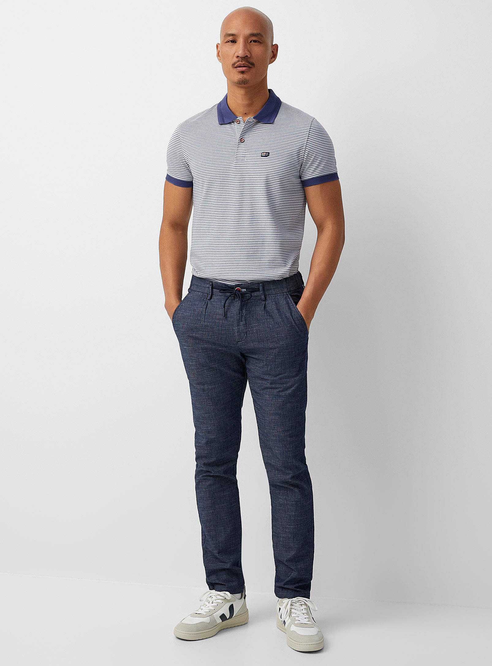 New Zealand Auckland Comfort-waist Chambray Pant In Marine Blue
