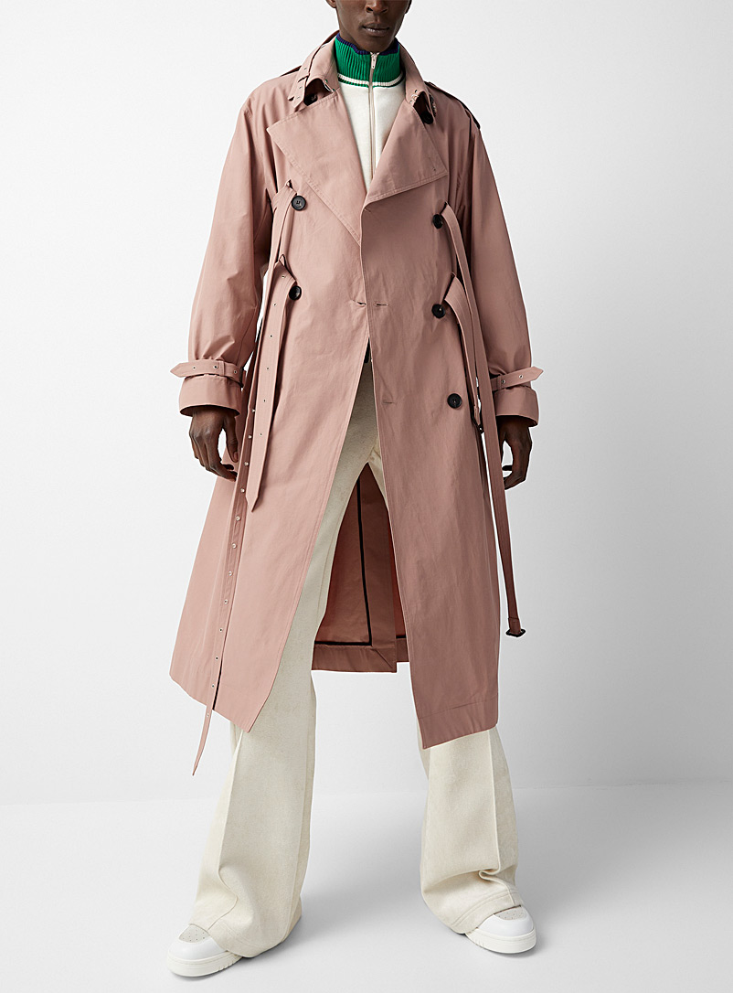 Egonlab Pink Armor antique pink trench coat for men