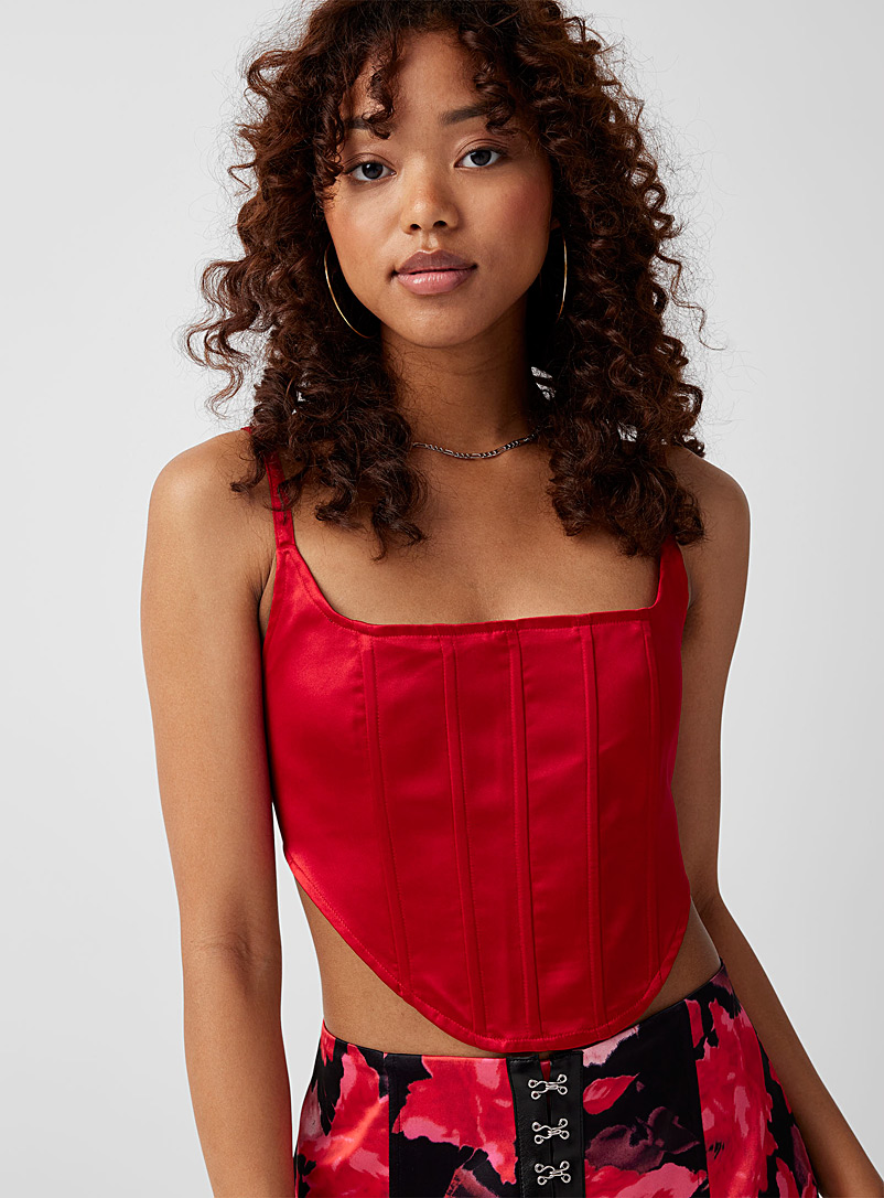 Lioness Red Bright red satiny bustier for women