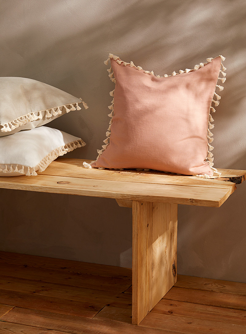 Casannita Pink Tasselled linen cushion cover 51 x 51 cm