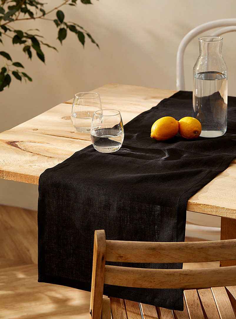 Casannita: Le chemin de table charme naturel 38 x 183 cm Noir