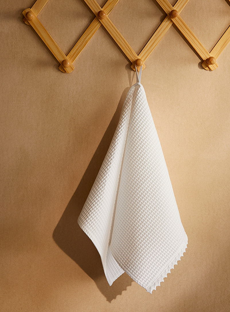Casannita: Les serviettes à main gaufrées dentelle Ensemble de 2 Blanc