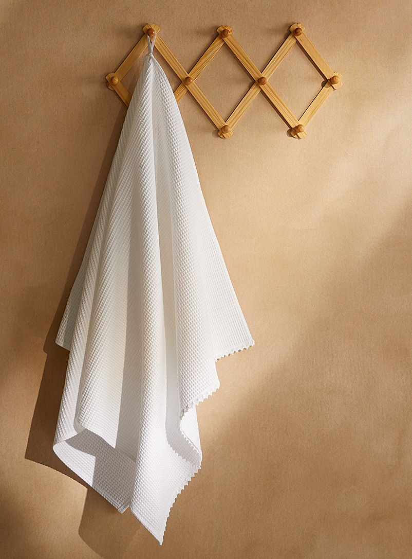 Casannita: La serviette de bain gaufrée dentelle Blanc