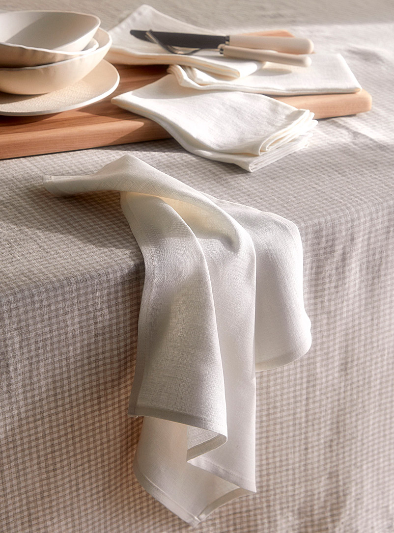 Casannita: Les serviettes de table pur lin blanc crème Ensemble de 2 Ivoire blanc os