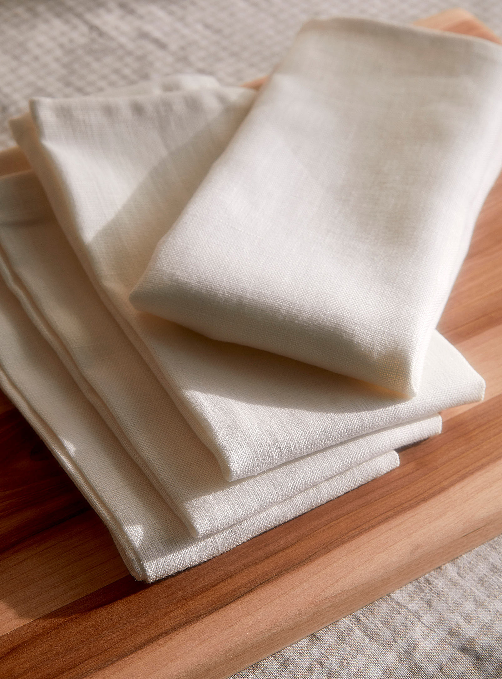 Casannita - Les serviettes de table pur lin blanc crème Ensemble de 2