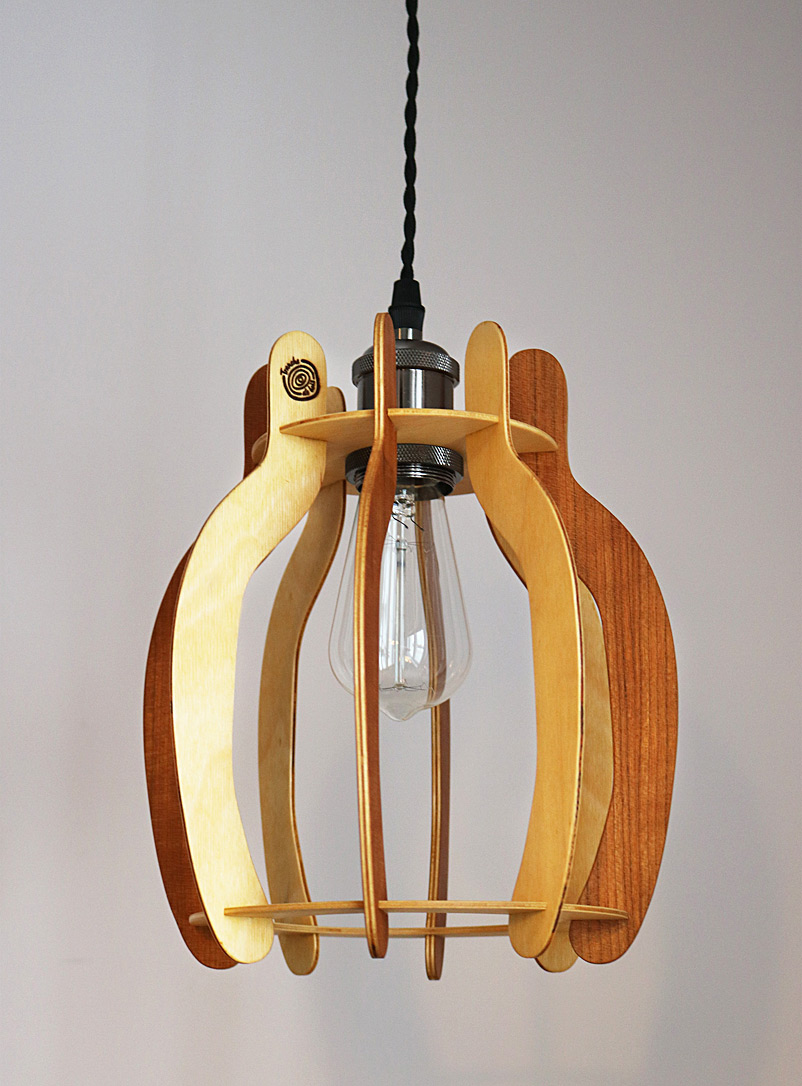 Tranche de bois: La lampe suspendue en bois revalorisé La lanterne Assorti