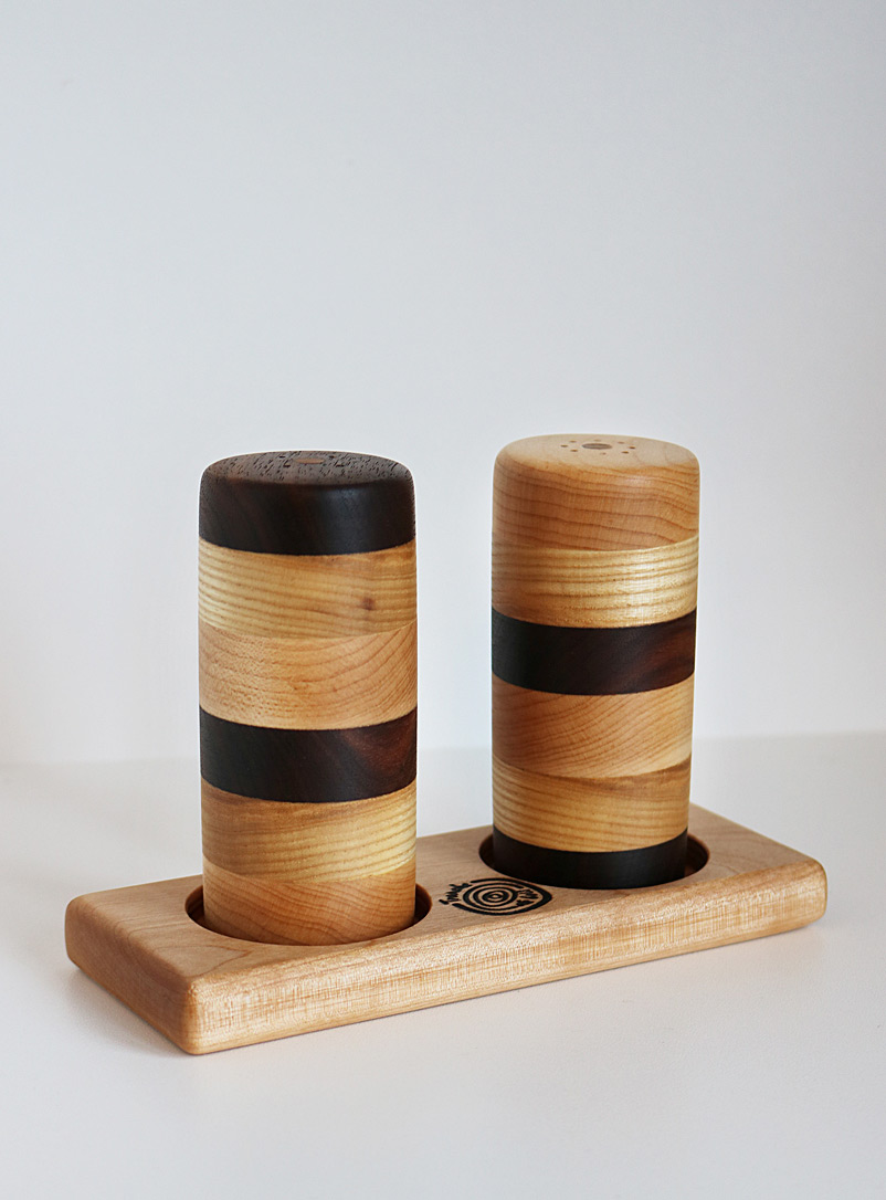 Ensemble salière & poivrier (H)115 mm, en bois foncé