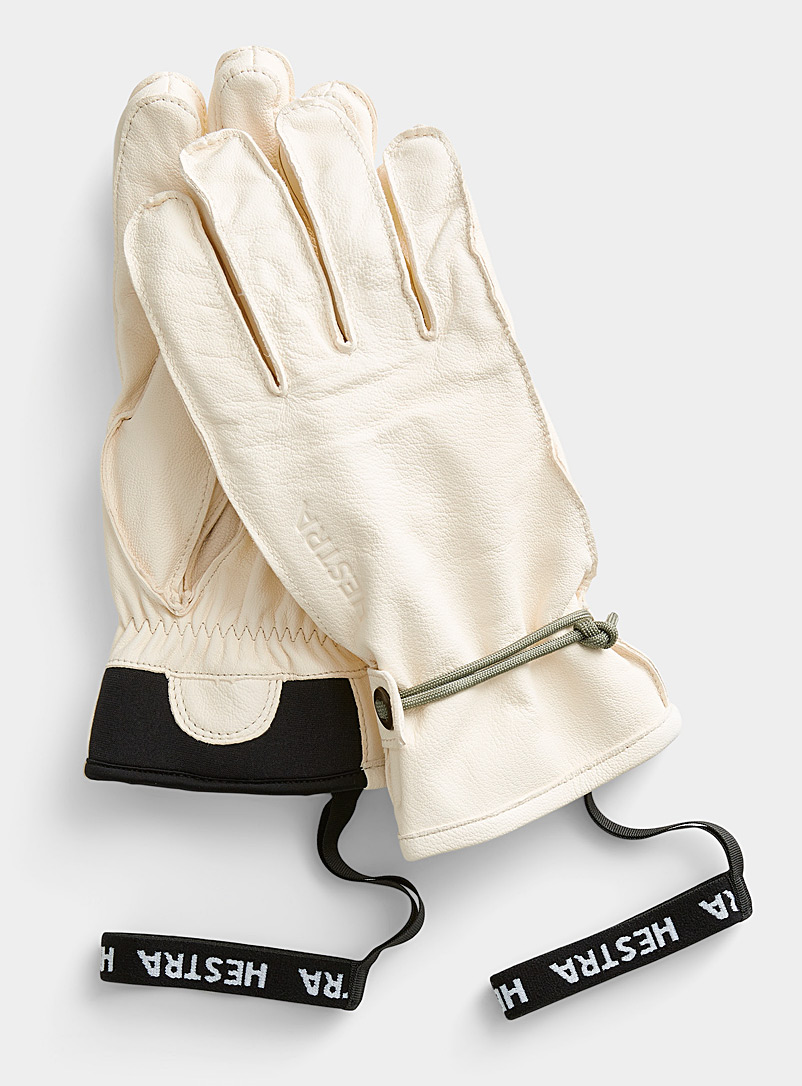 Hestra Ivory White Wakayama leather gloves for men