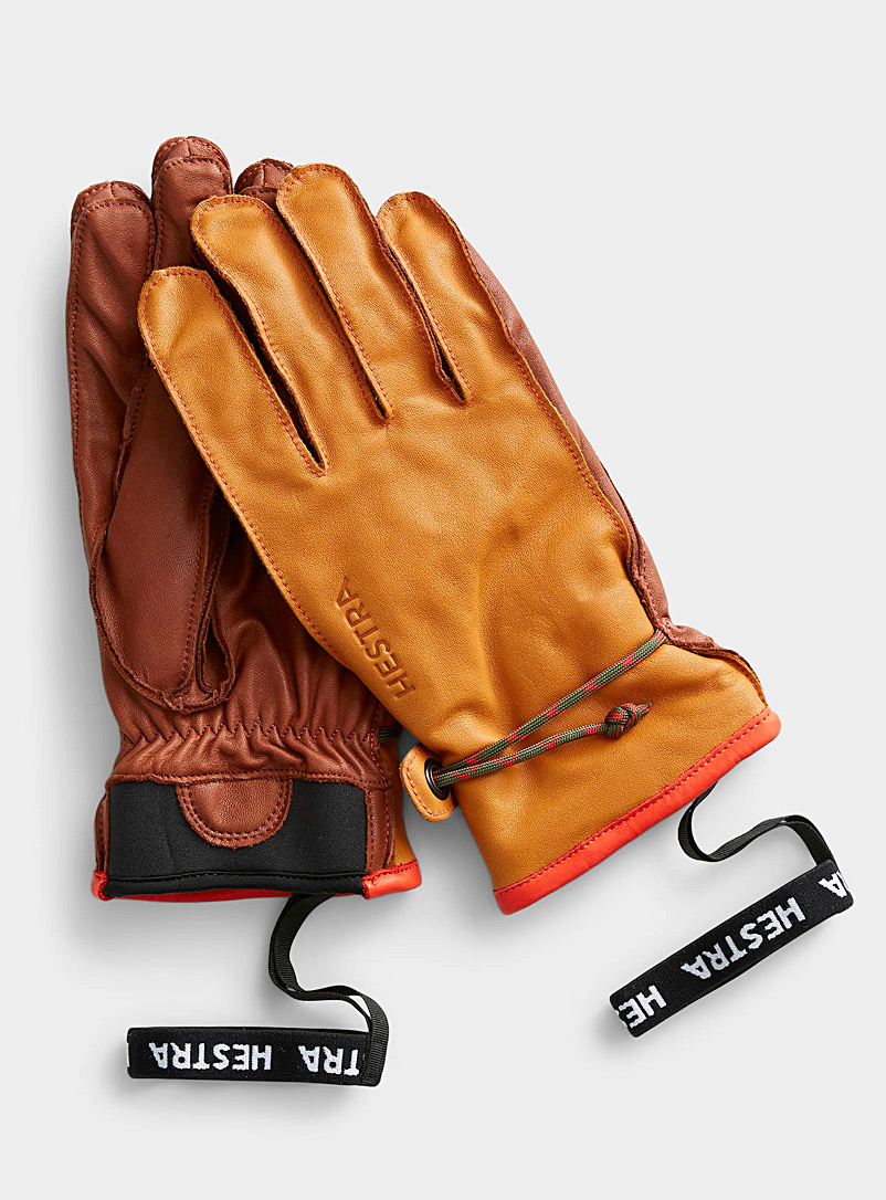 Hestra Brown Wakayama leather gloves for men