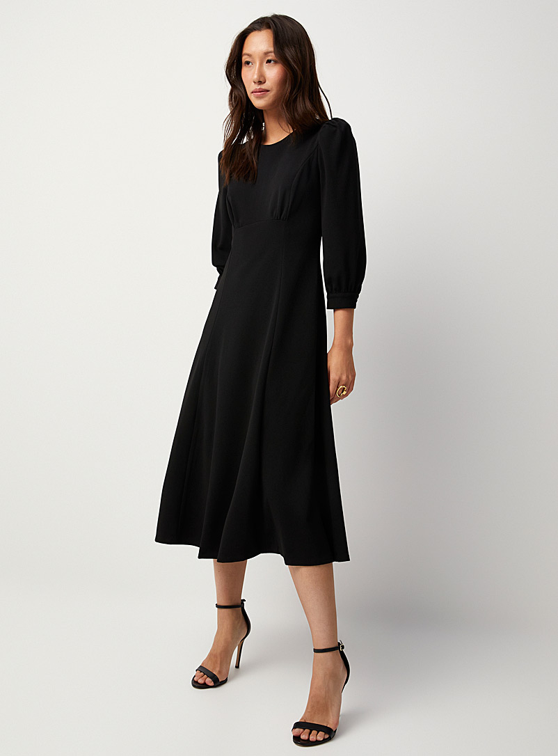Calvin Klein Black Puff-sleeve empire dress for women