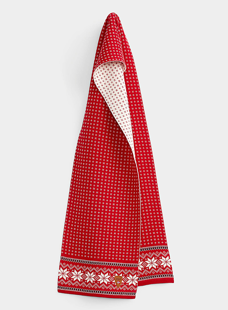 Dale of Norway Patterned Red Garmisch pure wool scarf for women