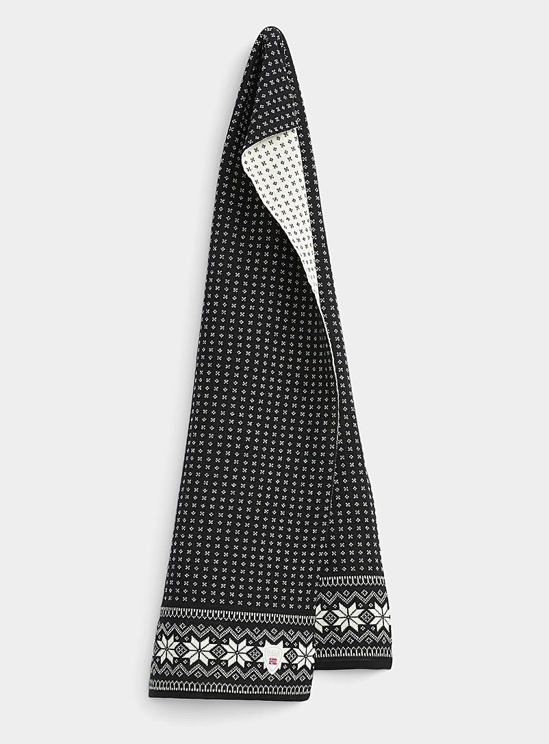 Dale of Norway Black Contrast-underside merino scarf for men