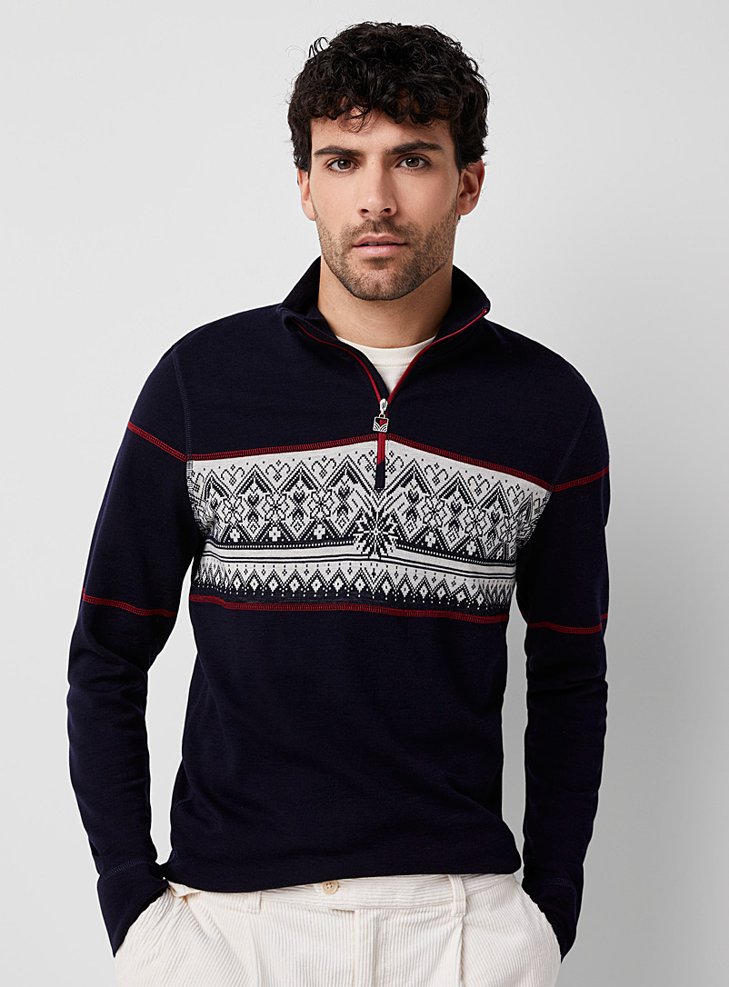 Dale of Norway Patterned Blue Moritz zip-neck sweater for men
