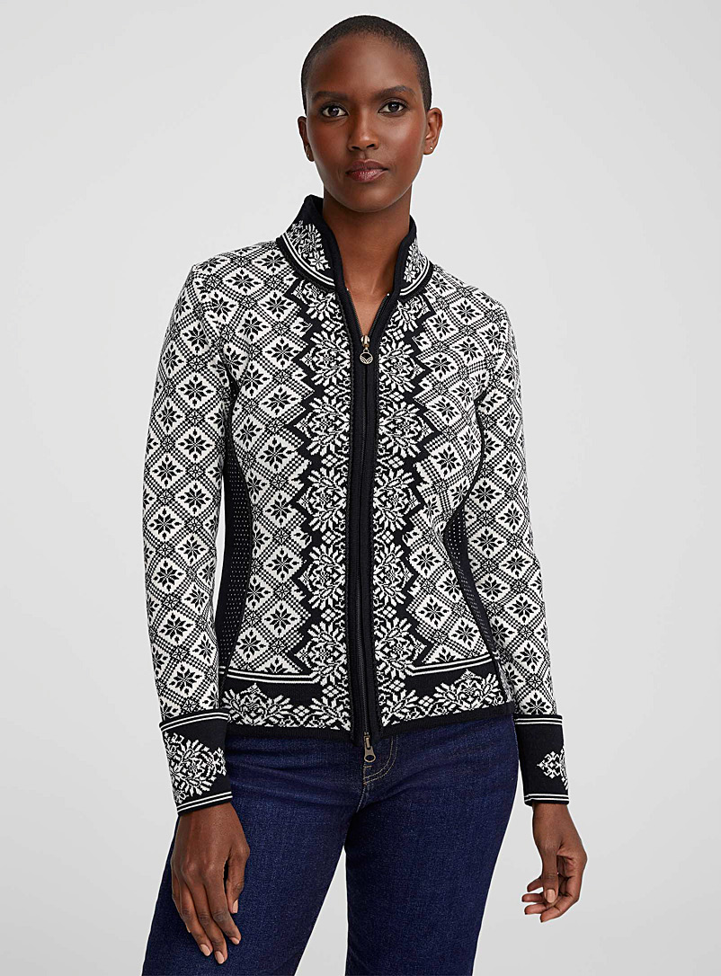 Dale of Norway Black Christiania pure wool jacquard cardigan for women