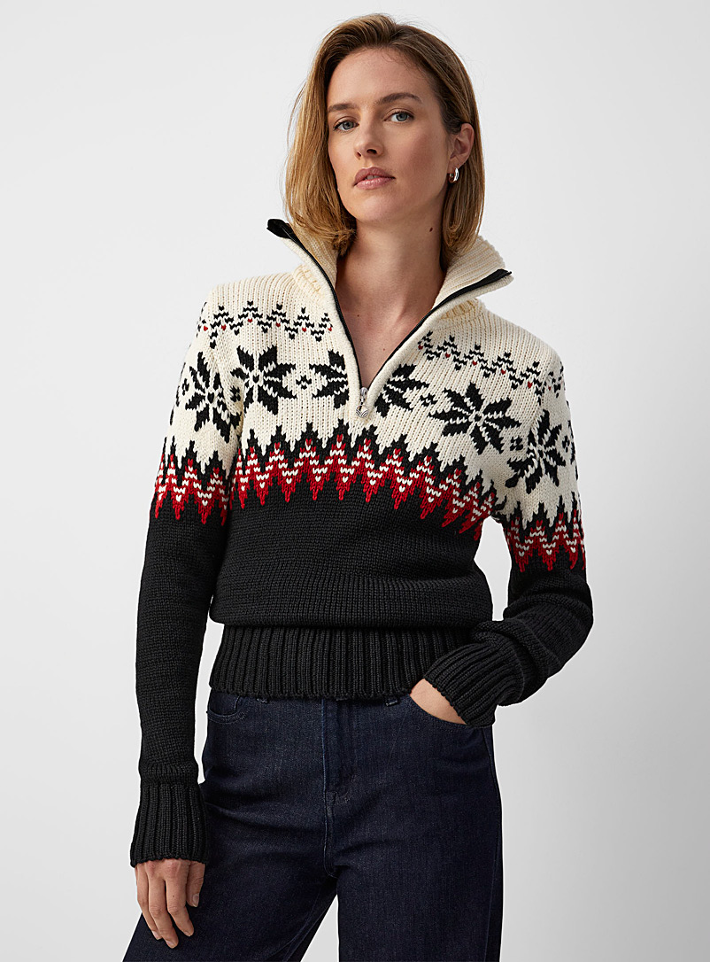 Dale of Norway Black Myking zipped collar jacquard sweater for women