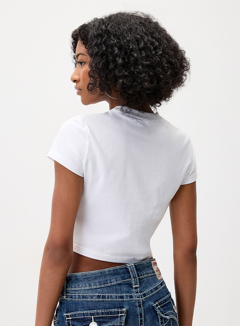 True Religion Black Square logo mini T-shirt for women